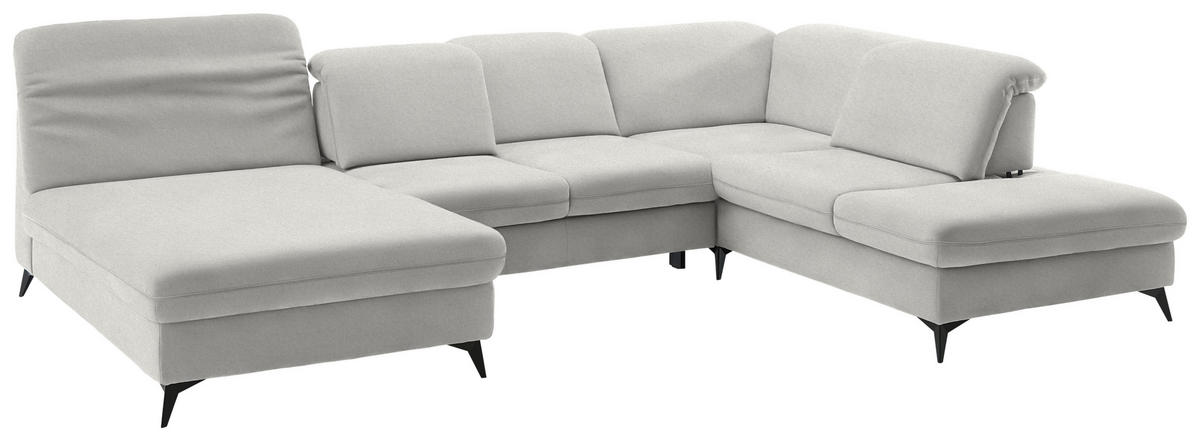 WOHNLANDSCHAFT Chenille Cappuccino  - Schwarz/Cappuccino, Design, Textil/Metall (198/369/255cm) - Beldomo Style