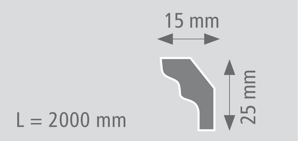 ZIERLEISTE 200/1,5/2,5 cm Weiß Kunststoff  - Weiß, MODERN, Kunststoff (200/1,5/2,5cm)