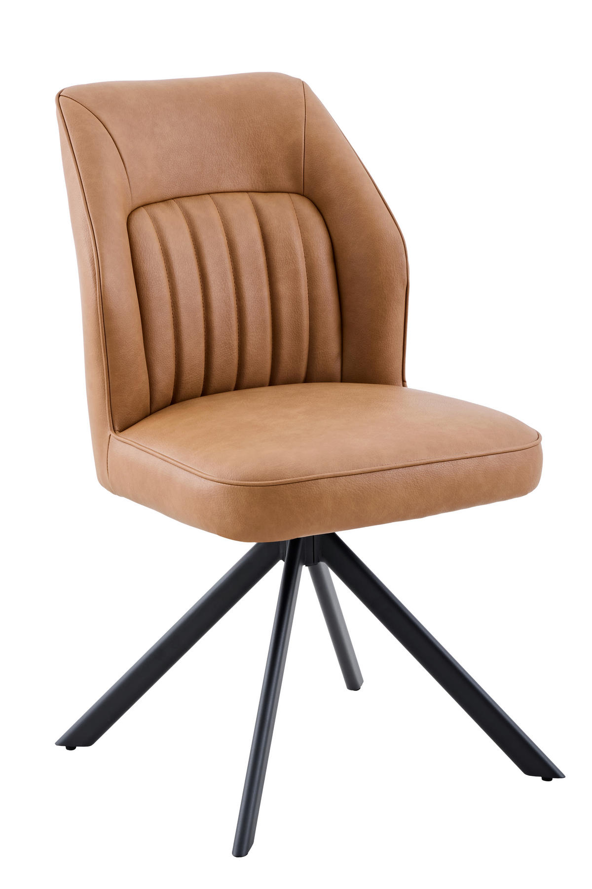 STUHL-SET 2 Stück  in Stahl Lederlook  - Cognac/Schwarz, MODERN, Textil/Metall (51/92/65cm) - MID.YOU