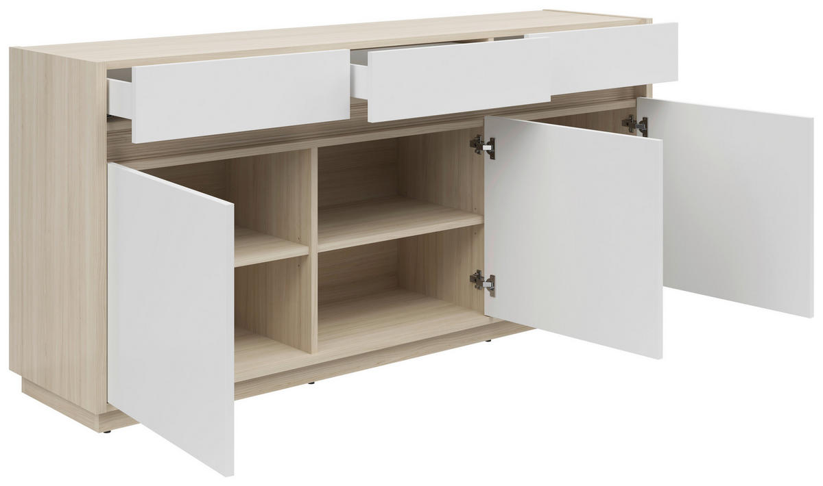 SIDEBOARD Weiss, Eichefarben  173,5/80,8/42 cm  - Weiss/Eichefarben, Konventionell, Holzwerkstoff/Kunststoff (173,5/80,8/42cm) - Hom`in