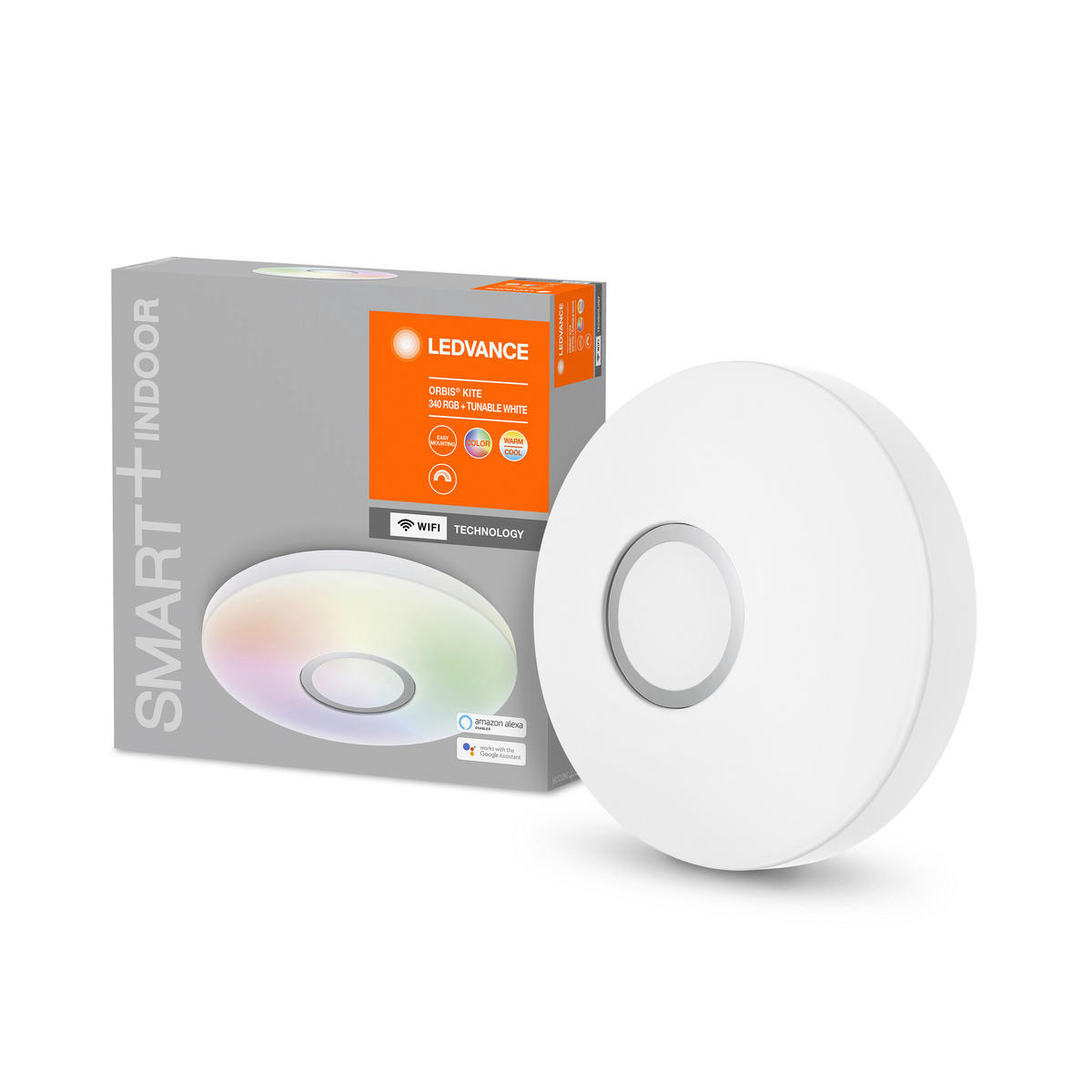 DECKENLEUCHTE Smart+ Wifi Orbis Kite  Smart 34/8 cm   - Weiß, Basics, Kunststoff/Metall (34/8cm) - Ledvance