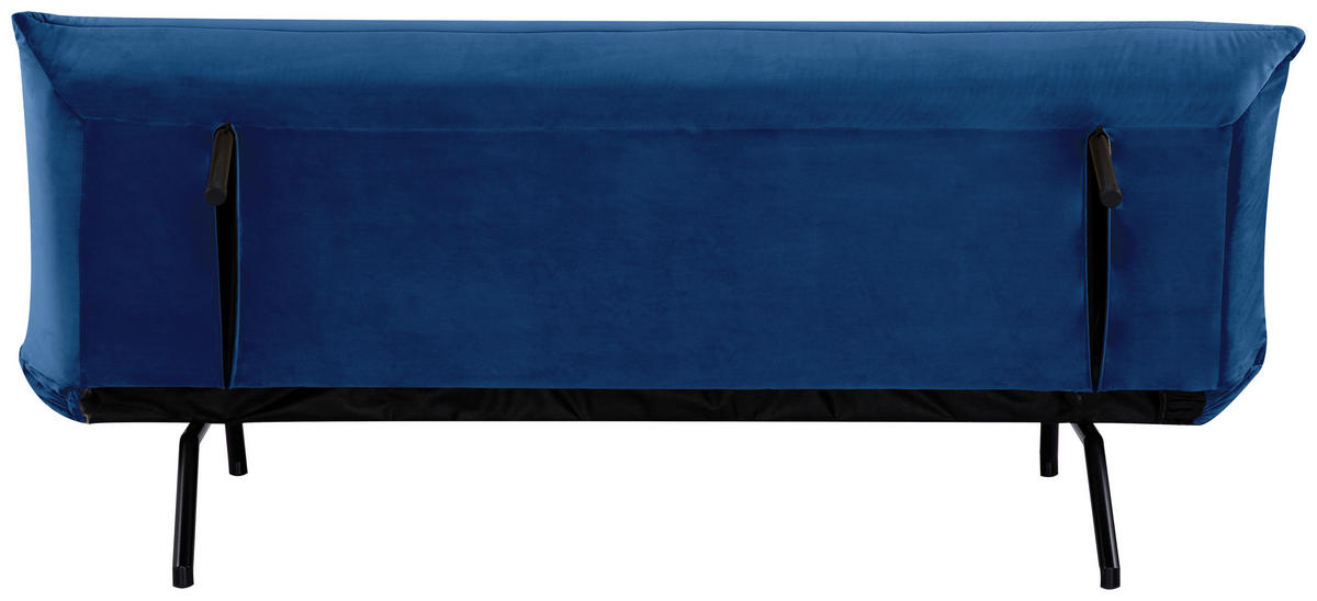 SCHLAFSOFA in Samt Blau  - Blau/Schwarz, MODERN, Textil/Metall (185/82/62cm) - MID.YOU