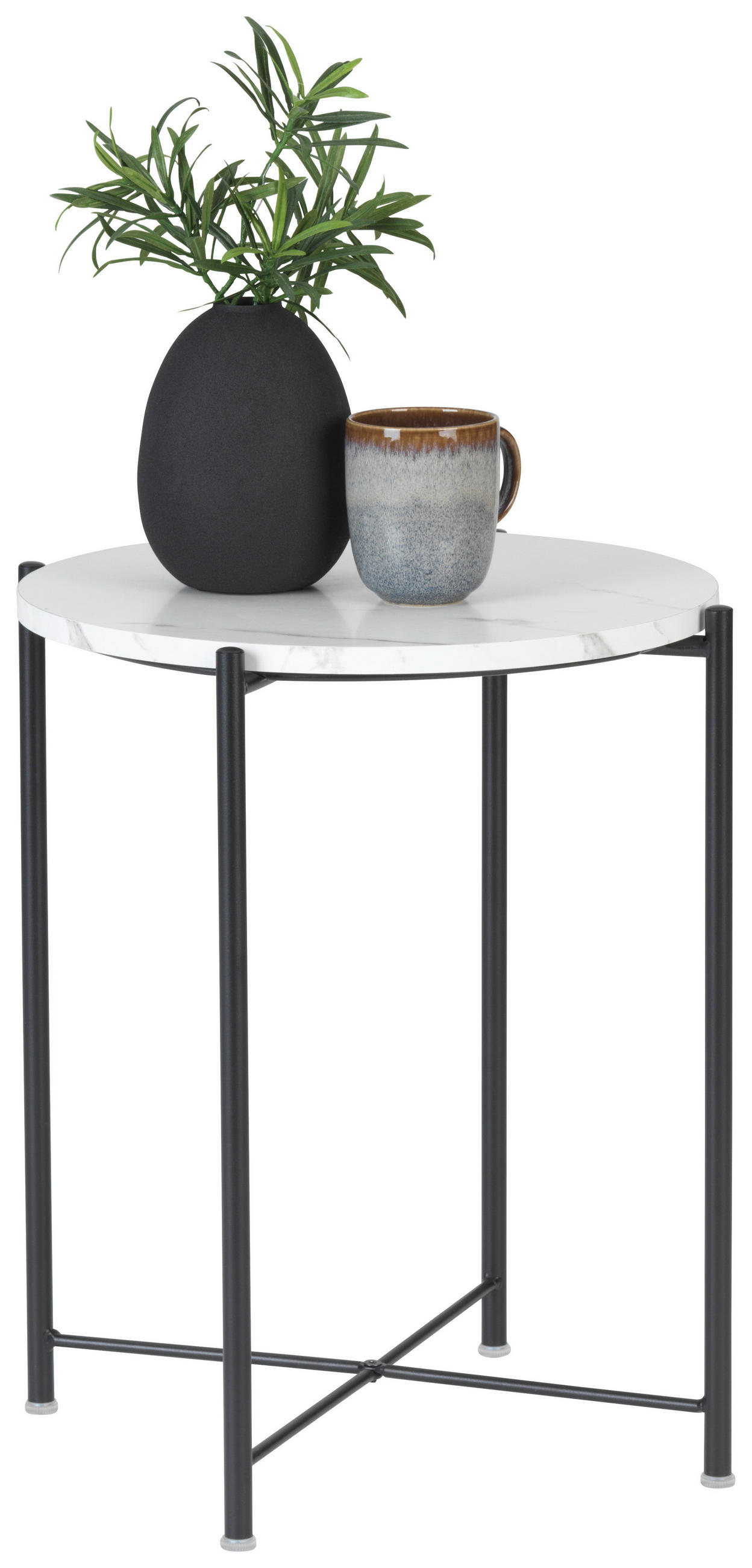 BEISTELLTISCH 45/45/50 cm Schwarz, Weiß rund  - Schwarz/Weiß, Trend, Holzwerkstoff/Metall (45/45/50cm) - Carryhome
