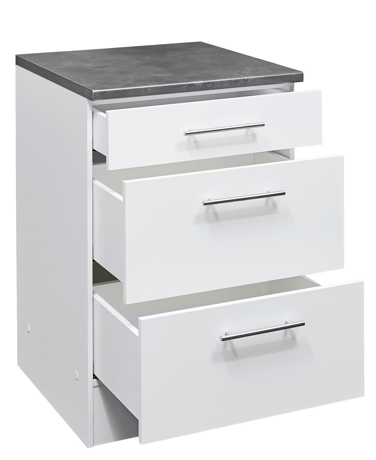 KÜCHENUNTERSCHRANK 60/90/60 cm  in Weiß, Grau  - Edelstahlfarben/Weiß, KONVENTIONELL, Holzwerkstoff/Metall (60/90/60cm) - MID.YOU