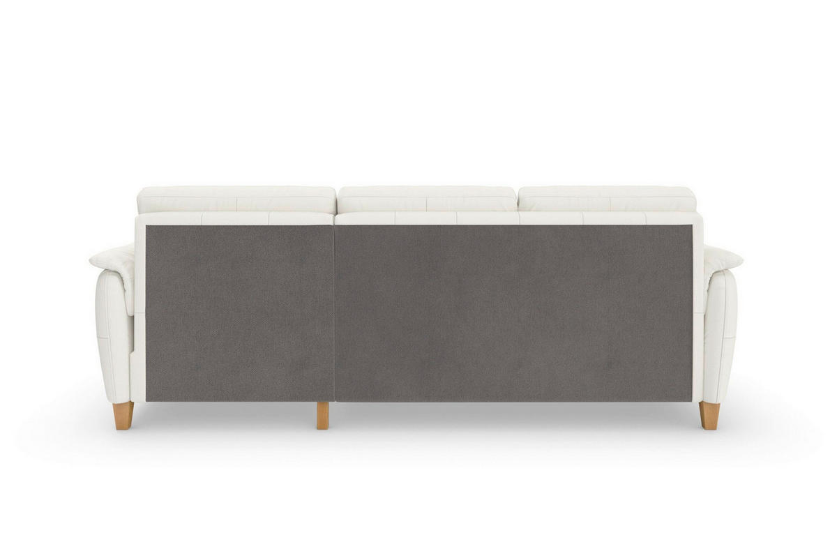 ECKSOFA Echtleder Weiss  - Weiss/Eichefarben, Basics, Leder/Holz (244/163cm) - Sit & More