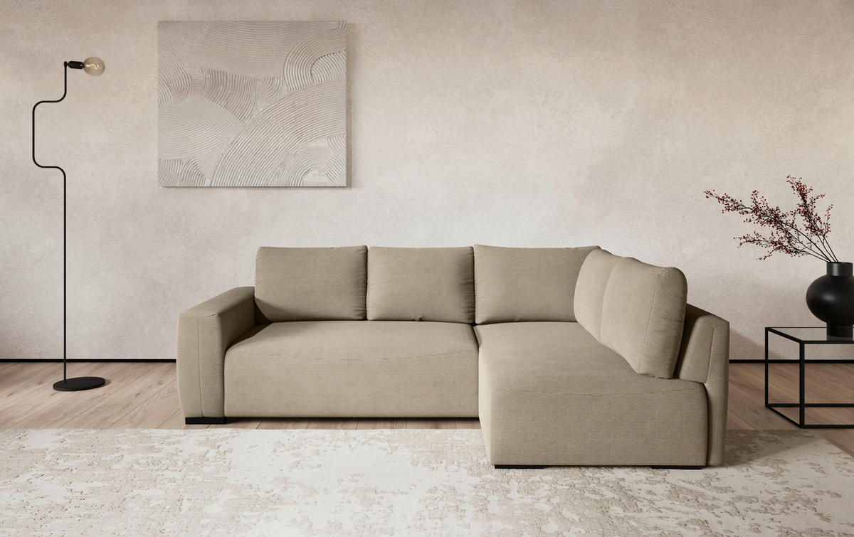 ECKSOFA  in Cord Braun  - Schwarz/Braun, Trend, Kunststoff/Textil (252/170cm) - MID.YOU