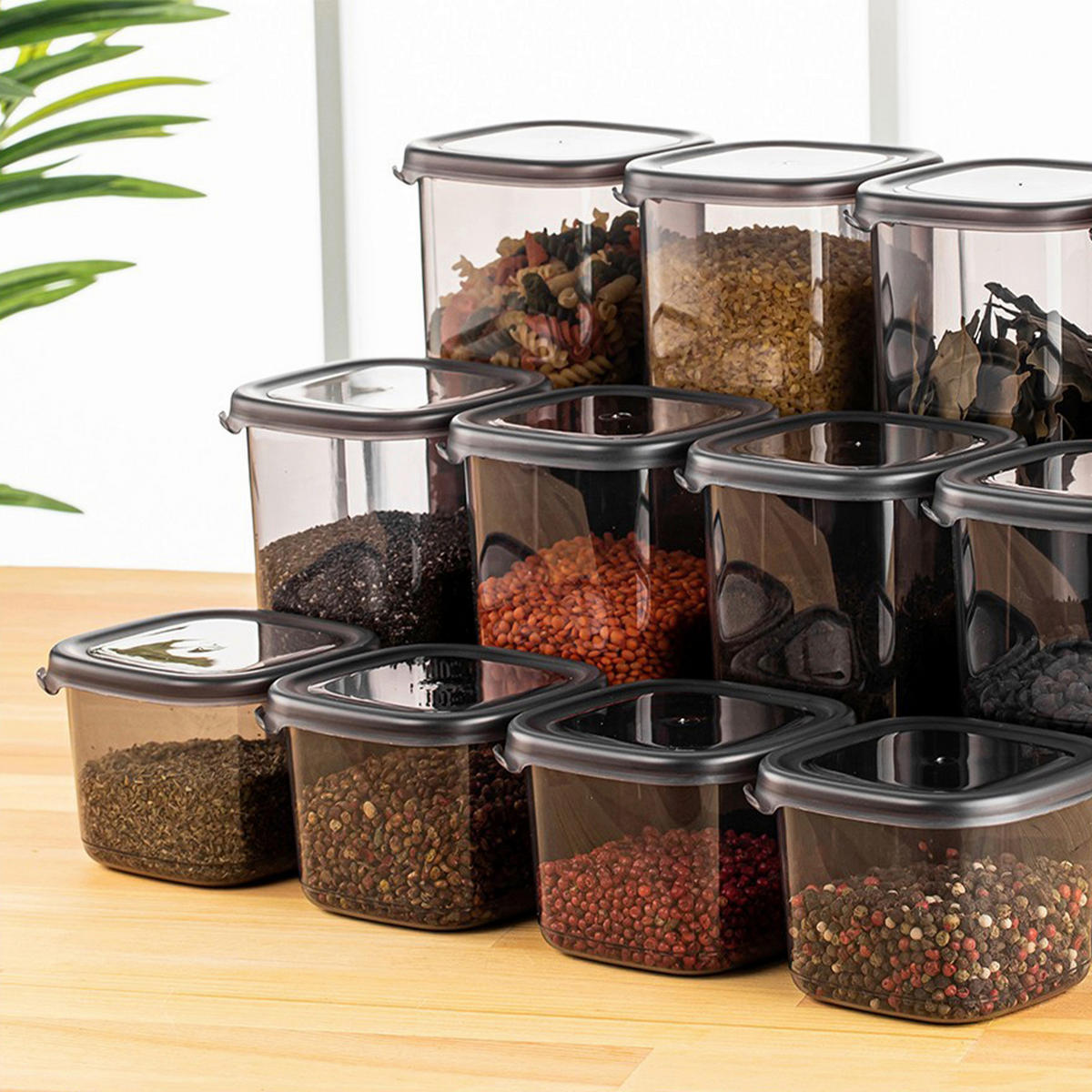 VORRATSDOSENSET 24-teilig  - Transparent/Anthrazit, Basics, Kunststoff (10/10/9,5cm) - P & B