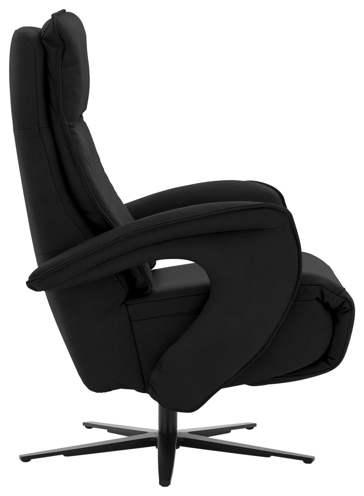 RELAXSESSEL in Leder Schwarz  - Schwarz, Design, Leder/Metall (77/110/87cm) - Valdera