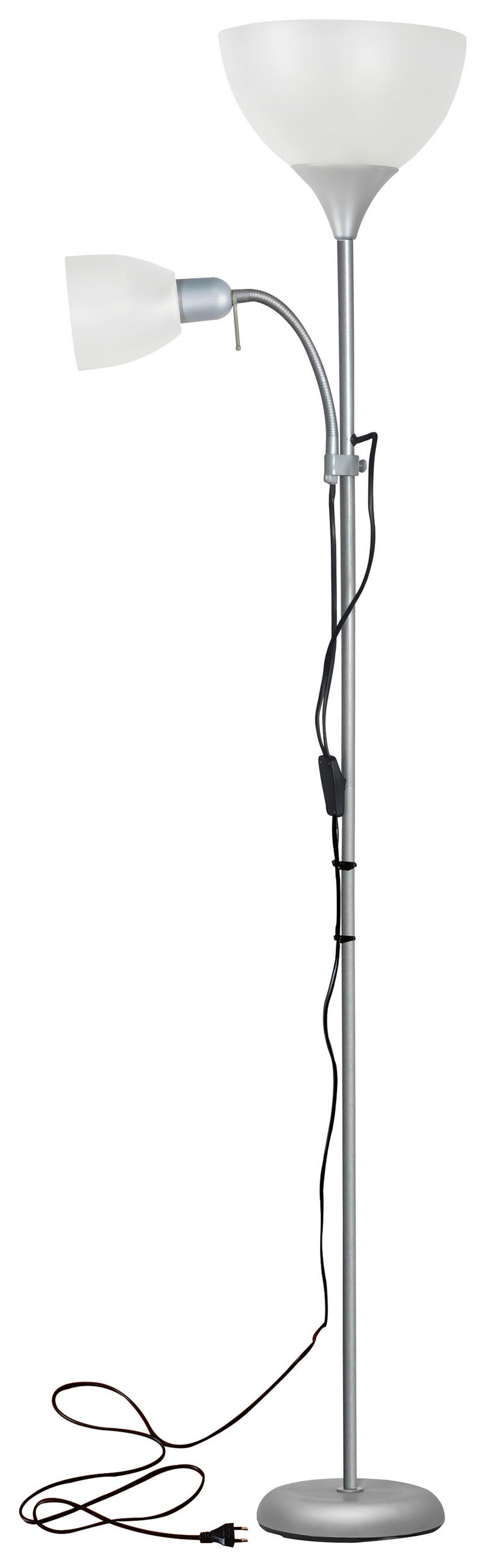 STEHLEUCHTE 42/21/180 cm    - Silberfarben/Weiß, Basics, Kunststoff/Metall (42/21/180cm) - Boxxx