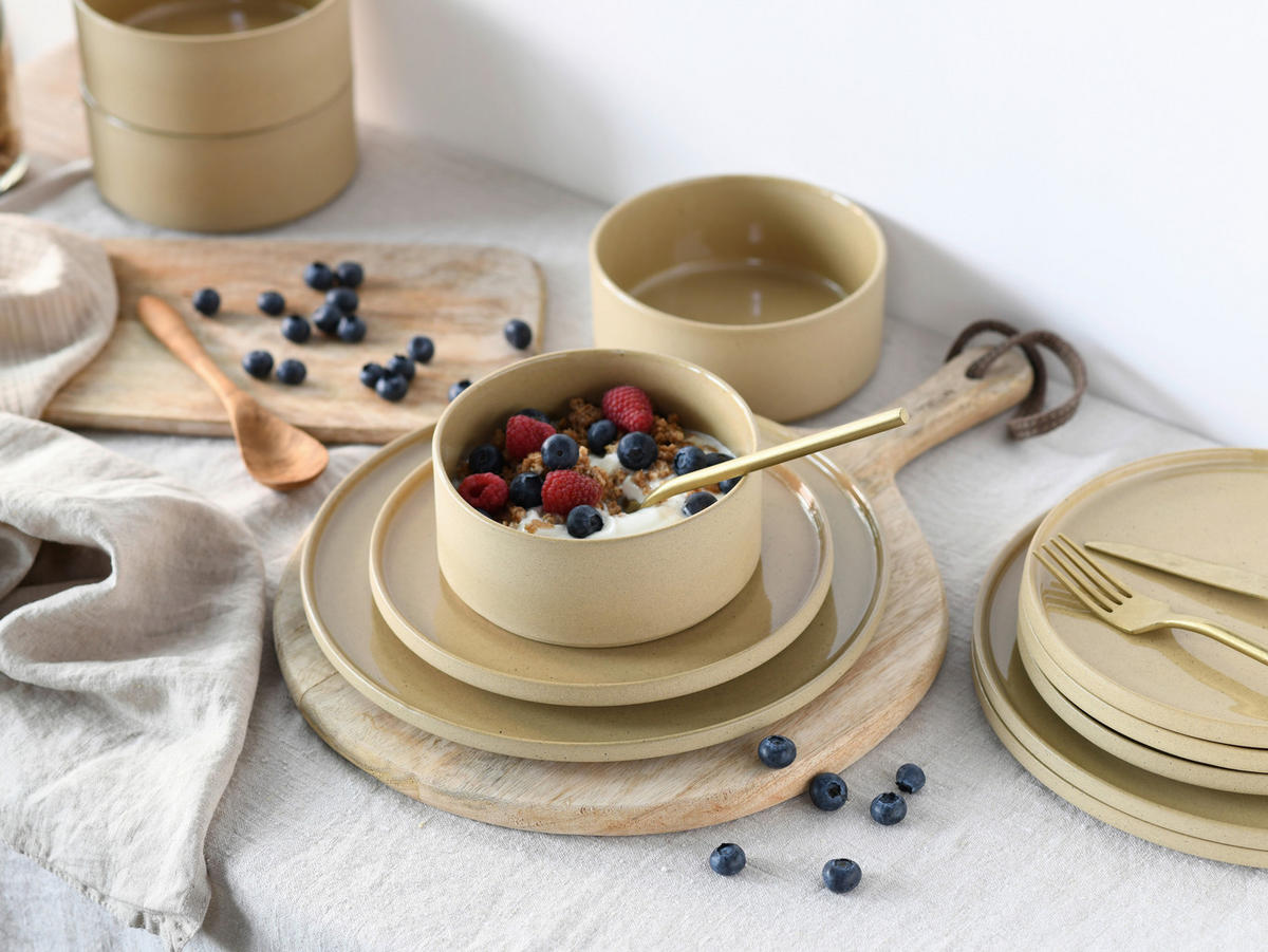 DESSERTTELLERSET Beige 4-teilig Futuro  - Beige, Basics, Keramik (21,5/21,55/13cm) - Creatable