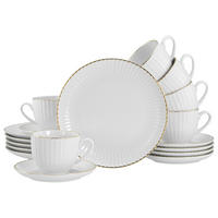 KAFFEESERVICE 18-teilig Weiß, Goldfarben Allegra Goldband  - Goldfarben/Weiß, Basics, Keramik - Creatable