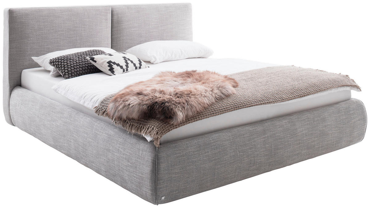POLSTERBETT 180/200 cm  in Hellgrau  - Hellgrau/Naturfarben, Modern, Holz/Textil (180/200cm) - Livetastic