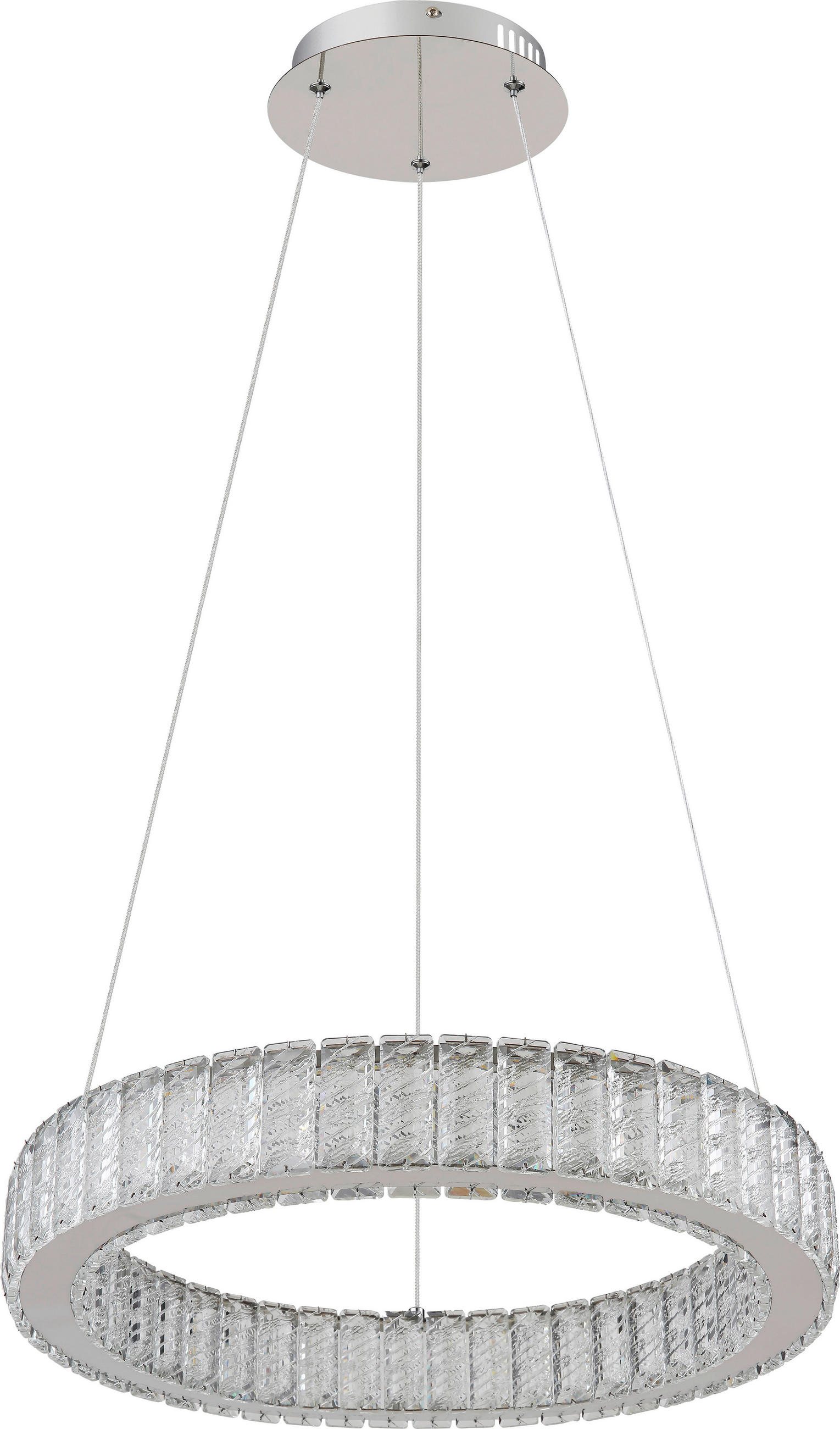 Lampă Suspendată Cu Led 50/120 cm  - culoare crom, Konventionell, sticlă/metal (50/120cm) - Glandor