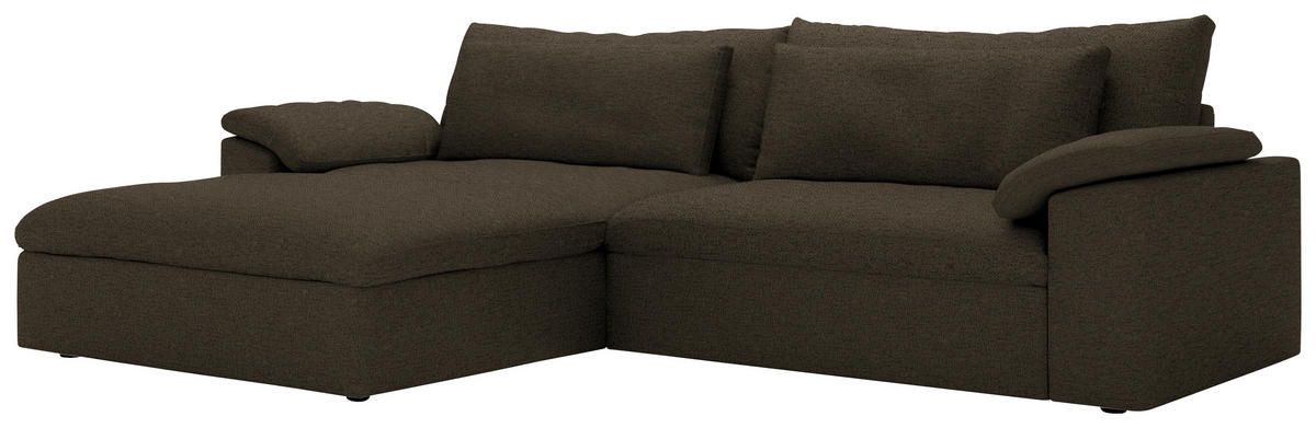 ECKSOFA Flachgewebe Schlammfarben  - Schlammfarben/Schwarz, Modern, Kunststoff/Textil (198/306cm) - Carryhome