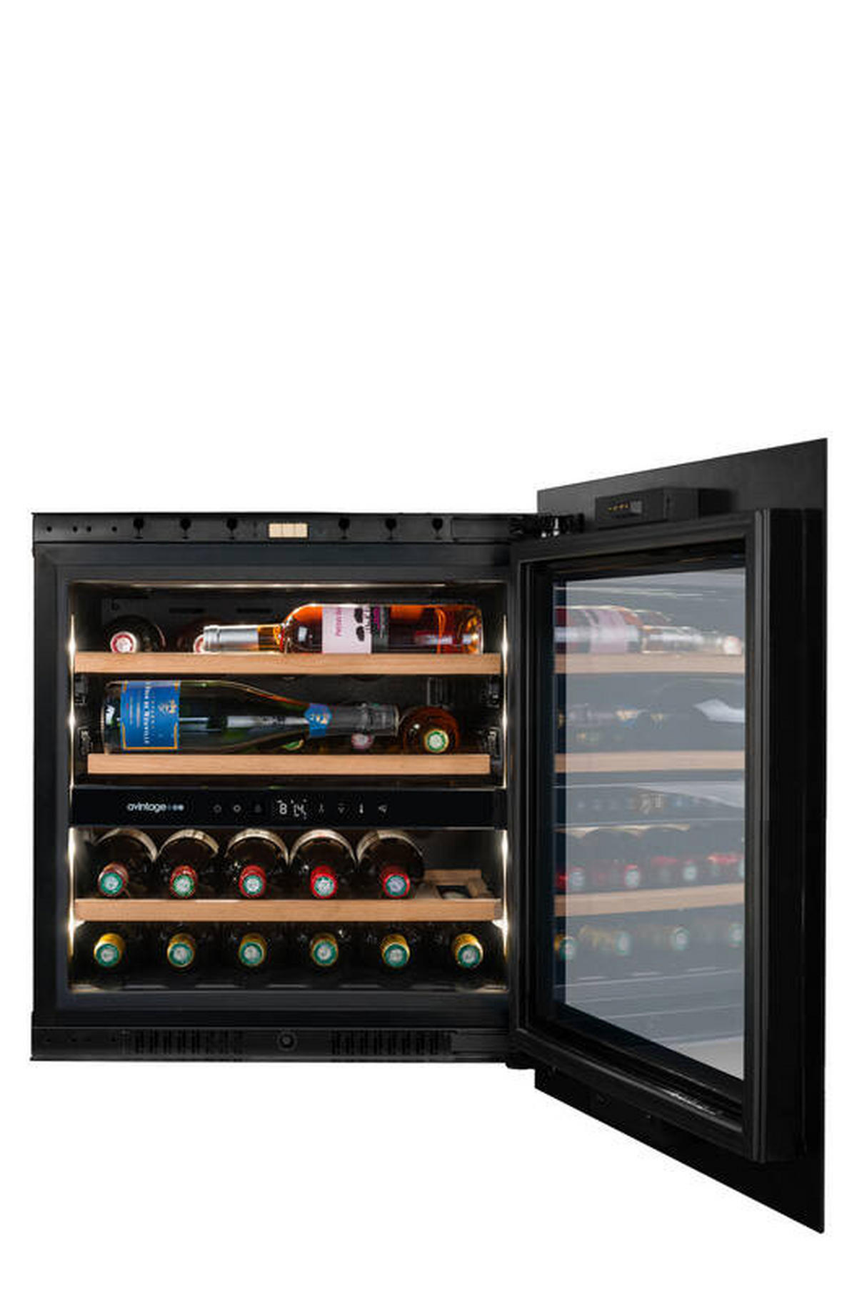 WEINKÜHLSCHRANK AVI60PLATINUM  - Schwarz, Basics, Glas/Holz (59,0/59,5/56,5cm)