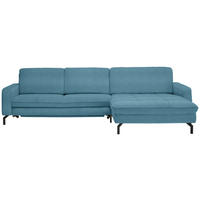 ECKSOFA in Cord Petrol  - Petrol/Schwarz, Design, Textil/Metall (302/178cm) - Beldomo Style