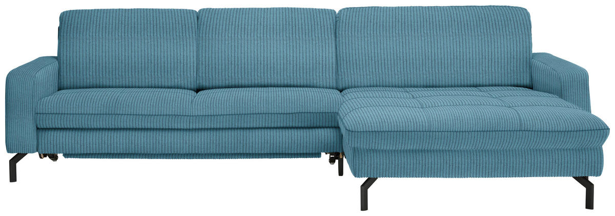 ECKSOFA in Cord Petrol  - Petrol/Schwarz, Design, Textil/Metall (302/178cm) - Beldomo Style