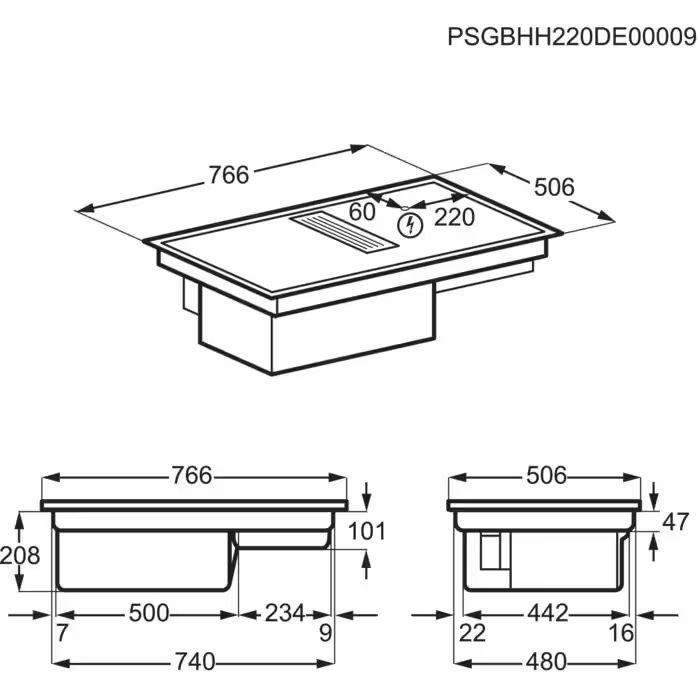 KOCHFELD-DUNSTABZUG-KOMBI CCE84543XB  - Edelstahlfarben/Schwarz, Basics, Glas/Metall (80/20,8/50,6cm) - AEG