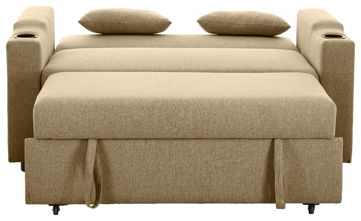 SCHLAFSOFA in Leinenoptik Khaki  - Khaki/Schwarz, Basics, Kunststoff/Textil (150/91/85cm) - P & B