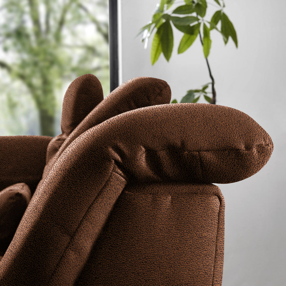 ECKSOFA  in Flachgewebe Braun  195/309 cm  - Chromfarben/Braun, Design, Textil (195/309cm) - Beldomo Style