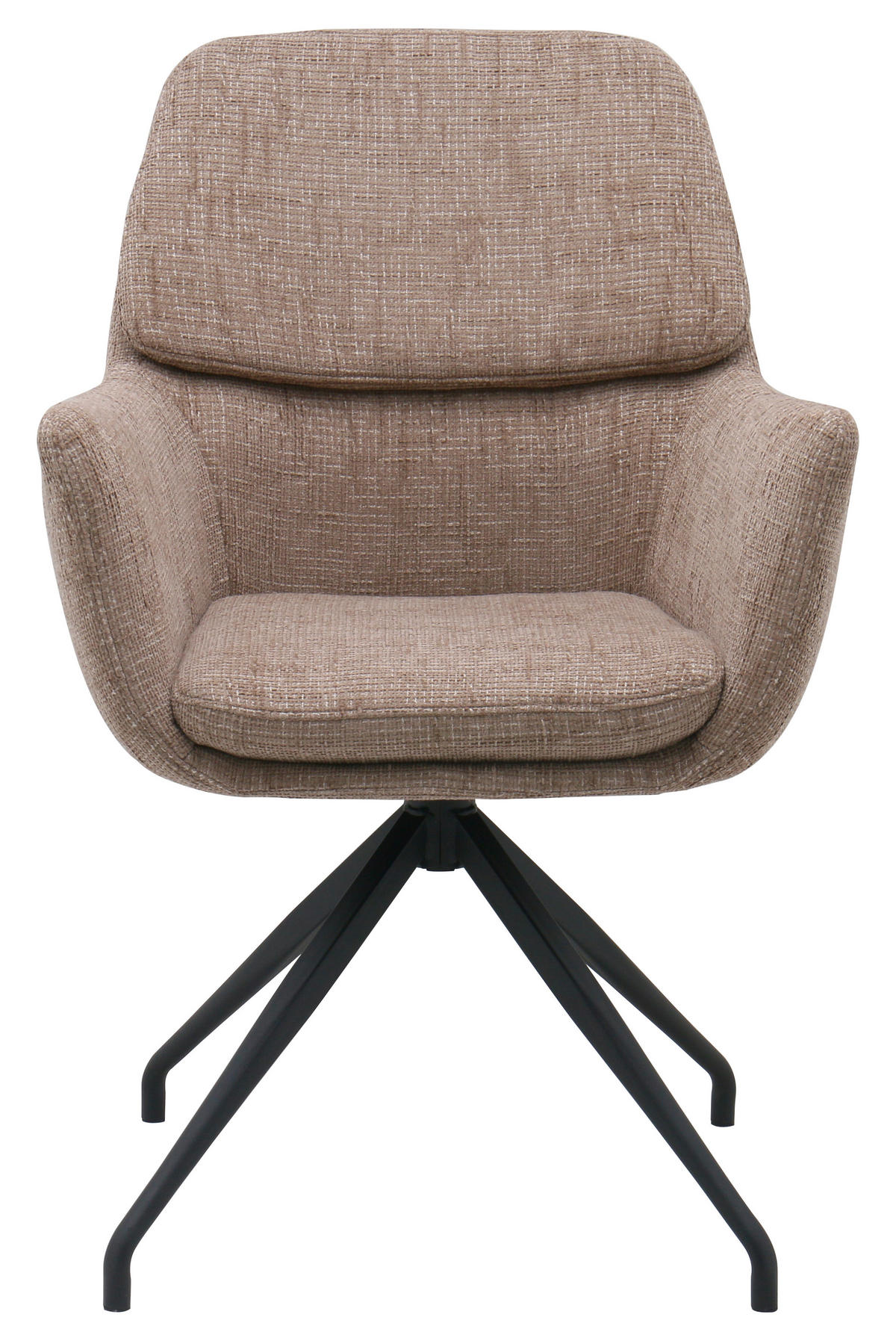 ARMLEHNSTUHL  Sitzfläche 360° drehbar, automatische Rückholfunktion Webstoff  Schwarz, Hellbraun  - Hellbraun/Schwarz, MODERN, Textil/Metall (58/89/67cm) - Livetastic
