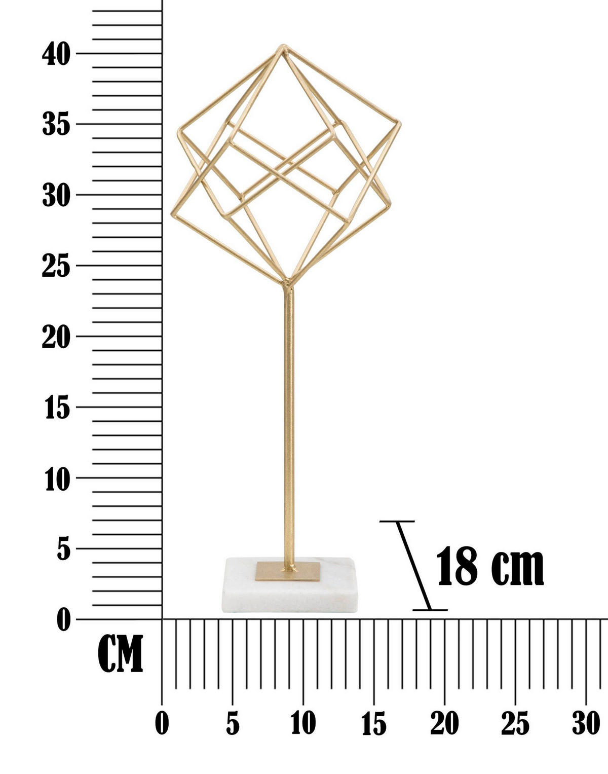SKULPTUR - Goldfarben/Weiß, Basics, Stein/Metall (16/41.5/18cm)
