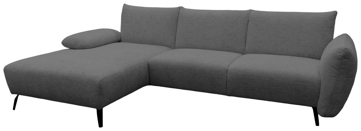 ECKSOFA 200 030 Grau Chenille  - Beige/Schwarz, MODERN, Textil/Metall (155/274cm) - Livetastic