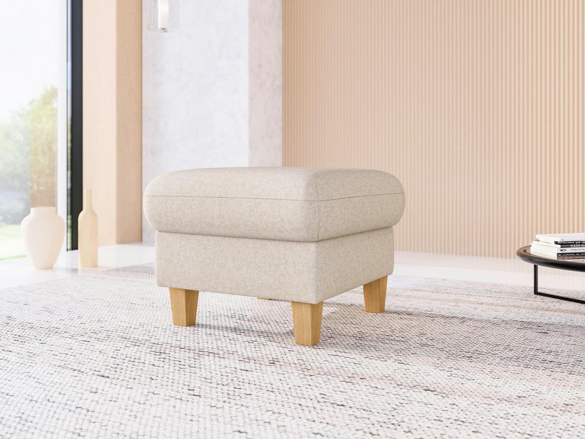 HOCKER Flachgewebe Creme  - Eichefarben/Creme, KONVENTIONELL, Holz/Textil (58/48/58cm) - Sit & More