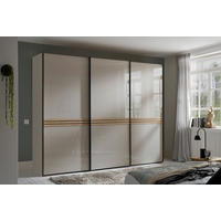 SCHWEBETÜRENSCHRANK in Sandfarben, Eiche Artisan  - Sandfarben/Graphitfarben, Design, Glas/Holzwerkstoff (298/222/68cm) - Moderano