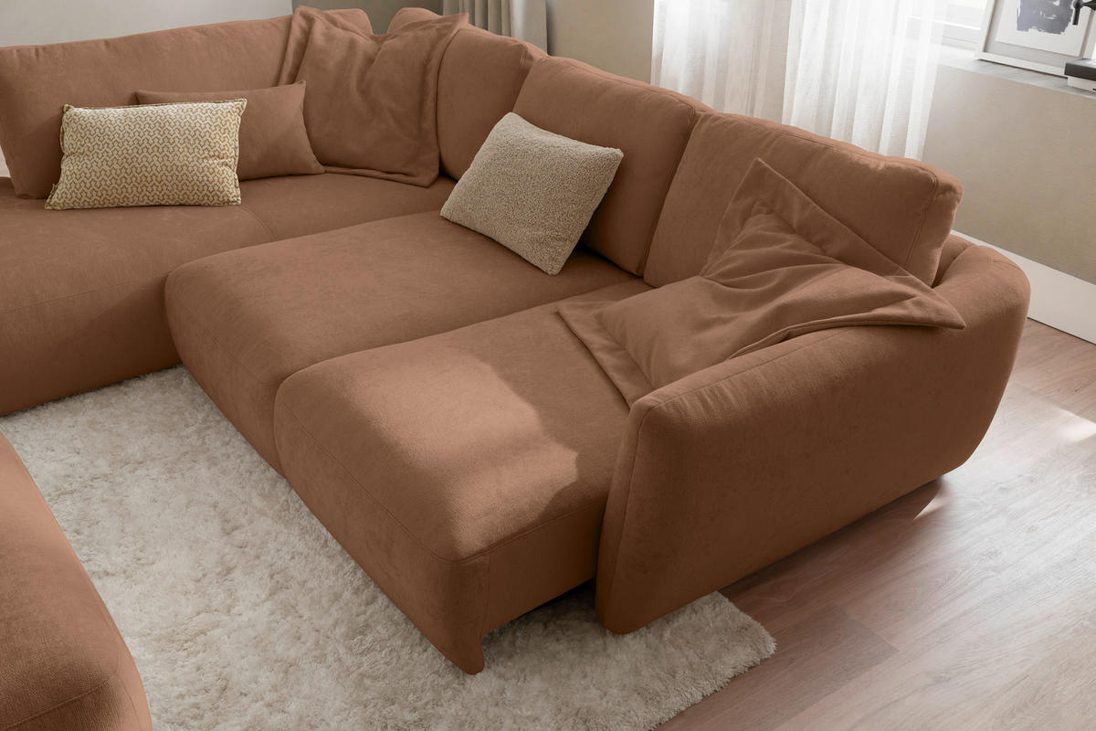 ECKSOFA  in Chenille Braun  224/307 cm  - Schwarz/Braun, KONVENTIONELL, Kunststoff/Textil (224/307cm) - Hom`in
