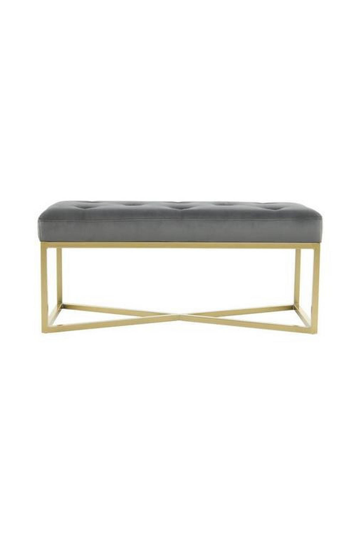 TABURETOVÁ LAVICE, kov, plast, textil, kompozitní dřevo, 90/40/40 cm - šedá/barvy zlata, Basics, kov/kompozitní dřevo (90/40/40cm)