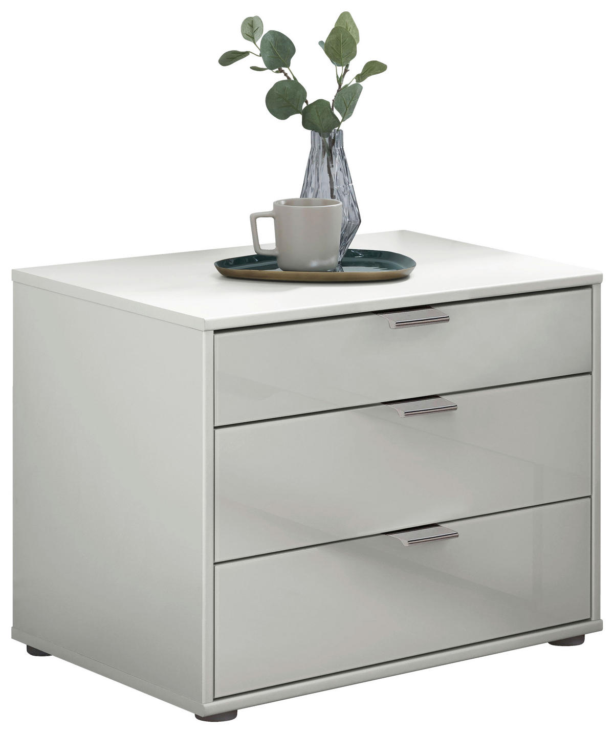 NACHTKÄSTCHEN 60/48/43 cm  in Weiß  - Chromfarben/Schwarz, KONVENTIONELL, Glas/Holzwerkstoff (60/48/43cm) - Dieter Knoll