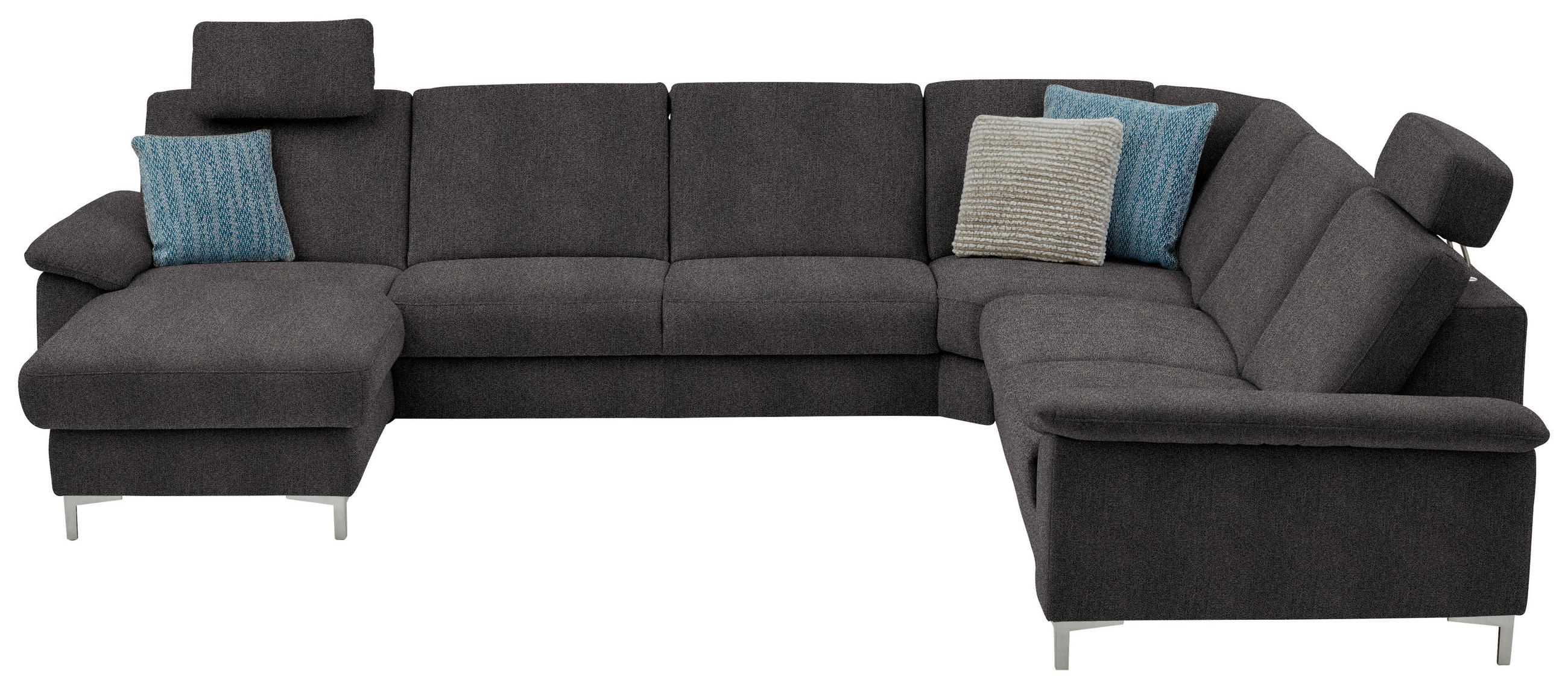 WOHNLANDSCHAFT in Chenille Graubraun  - Graubraun/Alufarben, Design, Textil/Metall (170/333/265cm) - Dieter Knoll