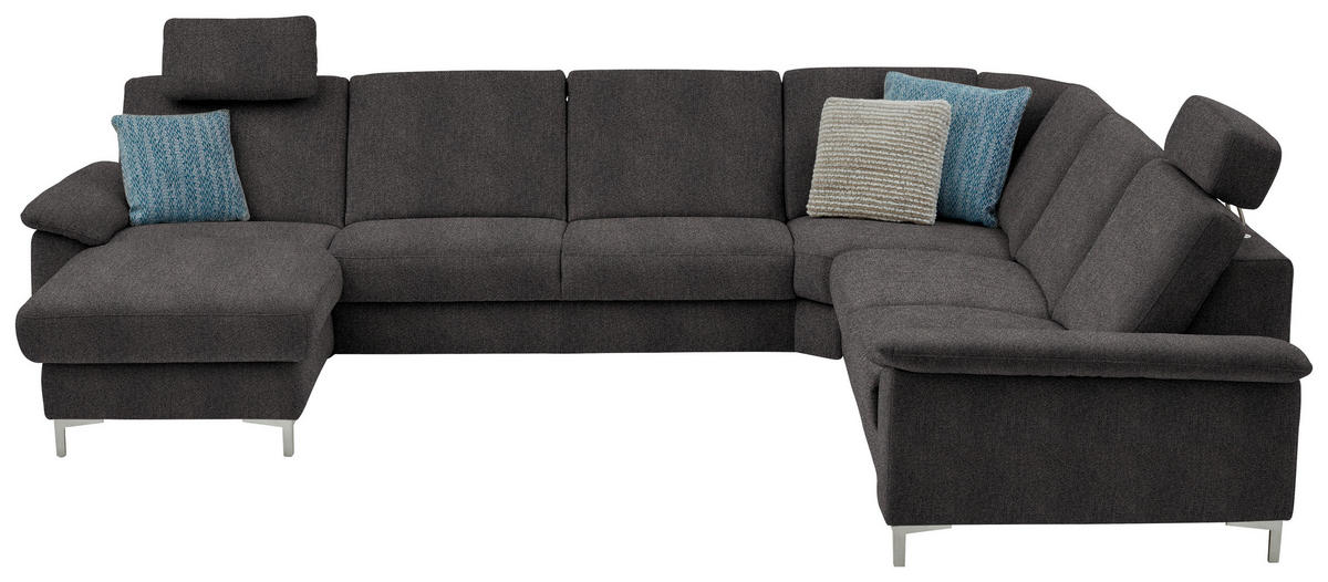 WOHNLANDSCHAFT in Chenille Graubraun  - Graubraun/Alufarben, Design, Textil/Metall (170/333/265cm) - Dieter Knoll