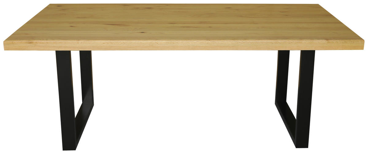 ESSTISCH 200/100/76 cm Echtholz  Holz, Metall Schwarz, Eichefarben  - Eichefarben/Schwarz, MODERN, Holz/Metall (200/100/76cm) - Livetastic