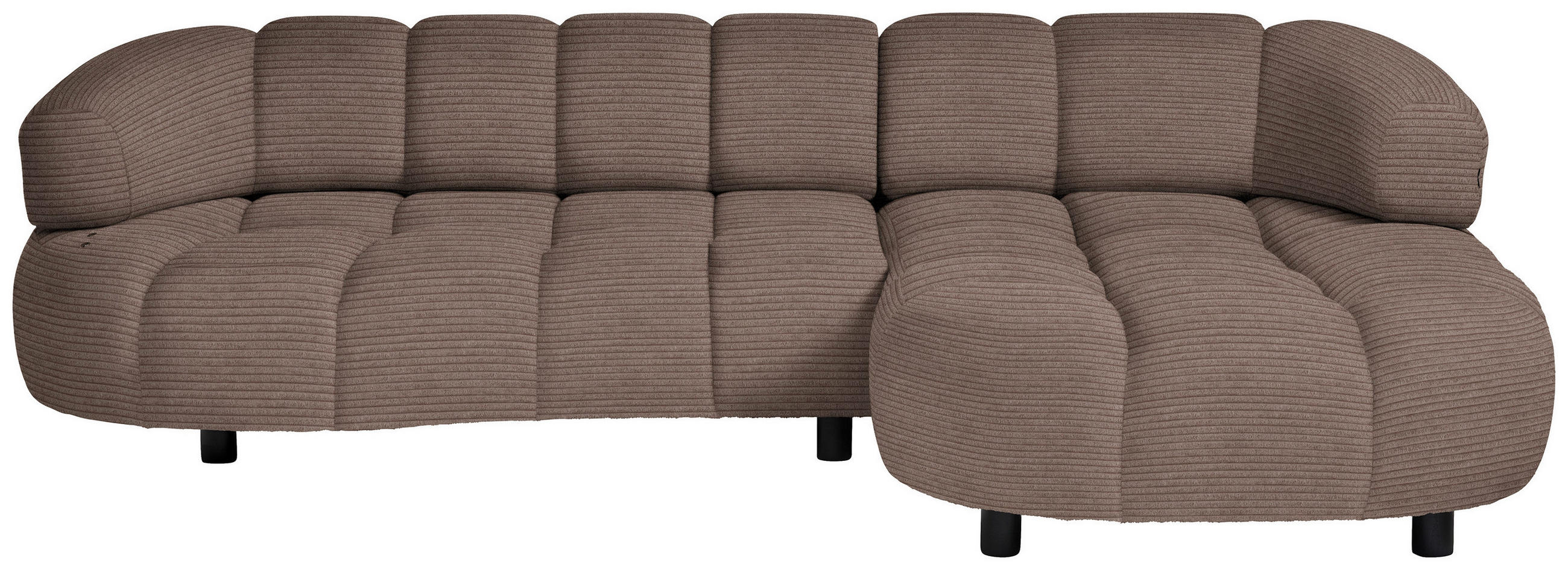 ECKSOFA in Cord, Velours Taupe  284/183 cm  - Taupe/Schwarz, Design, Holz/Textil (284/183cm) - Welnova