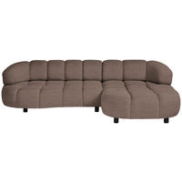 ECKSOFA in Cord, Velours Taupe  284/183 cm  - Taupe/Schwarz, Design, Holz/Textil (284/183cm) - Welnova