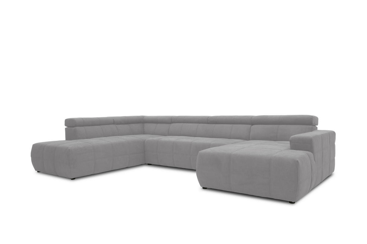 WOHNLANDSCHAFT in Mikrofaser Silberfarben  - Silberfarben/Schwarz, Design, Kunststoff/Textil (228/359/175cm) - MID.YOU