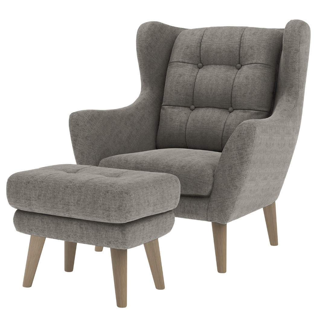 SESSELSET in Webstoff Dunkelgrau - Eichefarben/Dunkelgrau, Konventionell, Holz/Textil (91/104/94cm) - Trendmanufaktur
