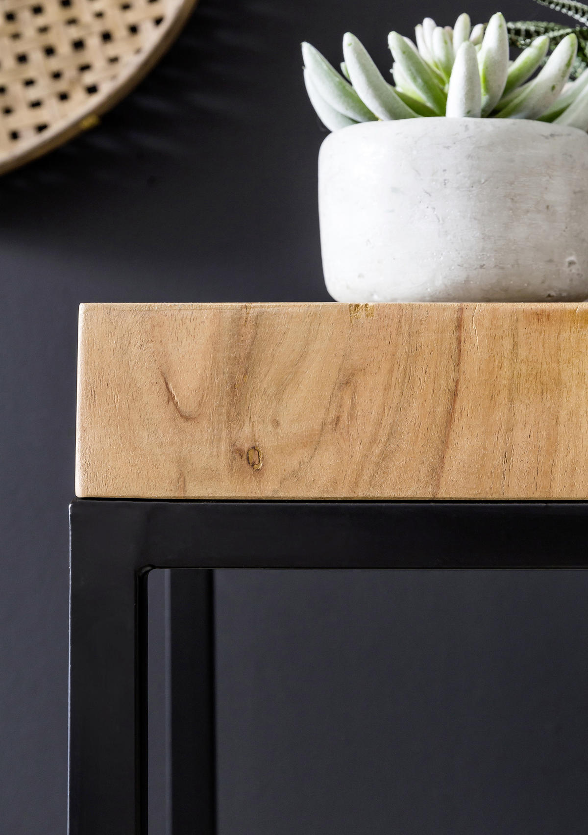 BEISTELLTISCH in Holz 30/30/97 cm  - Schwarz/Akaziefarben, Design, Holz/Metall (30/30/97cm) - MID.YOU