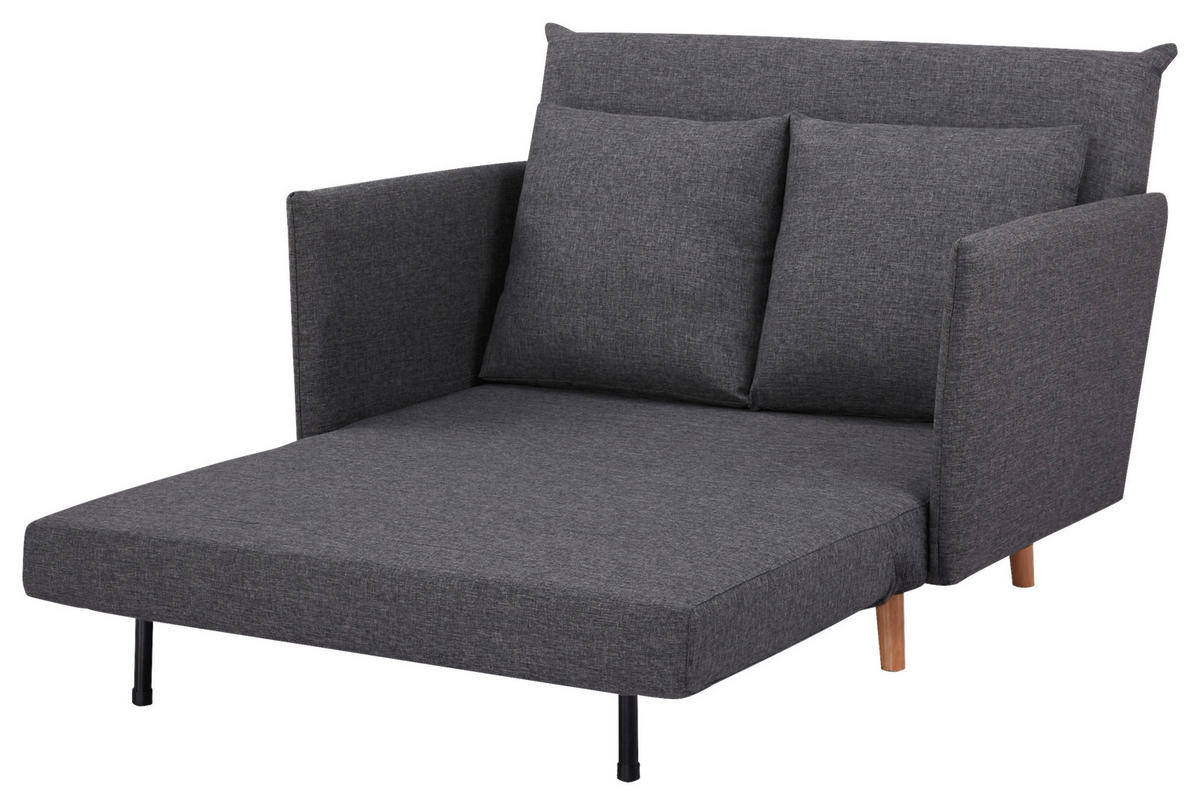 SCHLAFSOFA in Mikrofaser Dunkelgrau  - Dunkelgrau/Naturfarben, MODERN, Holz/Textil (109/83/91cm) - MID.YOU