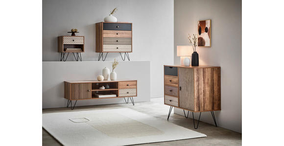 KOMMODE  in 60/80/35 cm  - Eichefarben/Messingfarben, Trend, Holzwerkstoff/Metall (60/80/35cm) - Carryhome