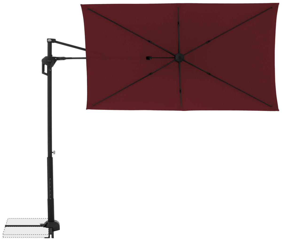 SENČNIK - črna/bordo, Basics, kovina/tekstil (240/135cm) - Doppler