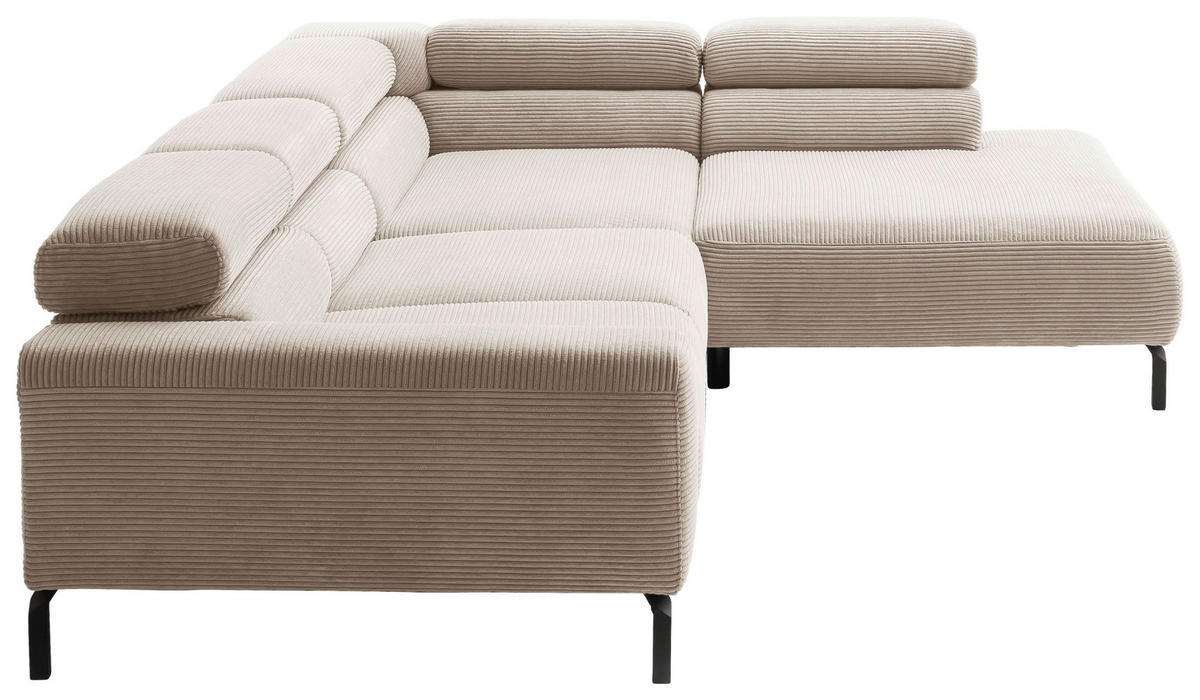 ECKSOFA inkl. Funktion Taupe Cord  - Taupe/Schwarz, MODERN, Textil/Metall (309/219cm) - Pure Home Lifestyle