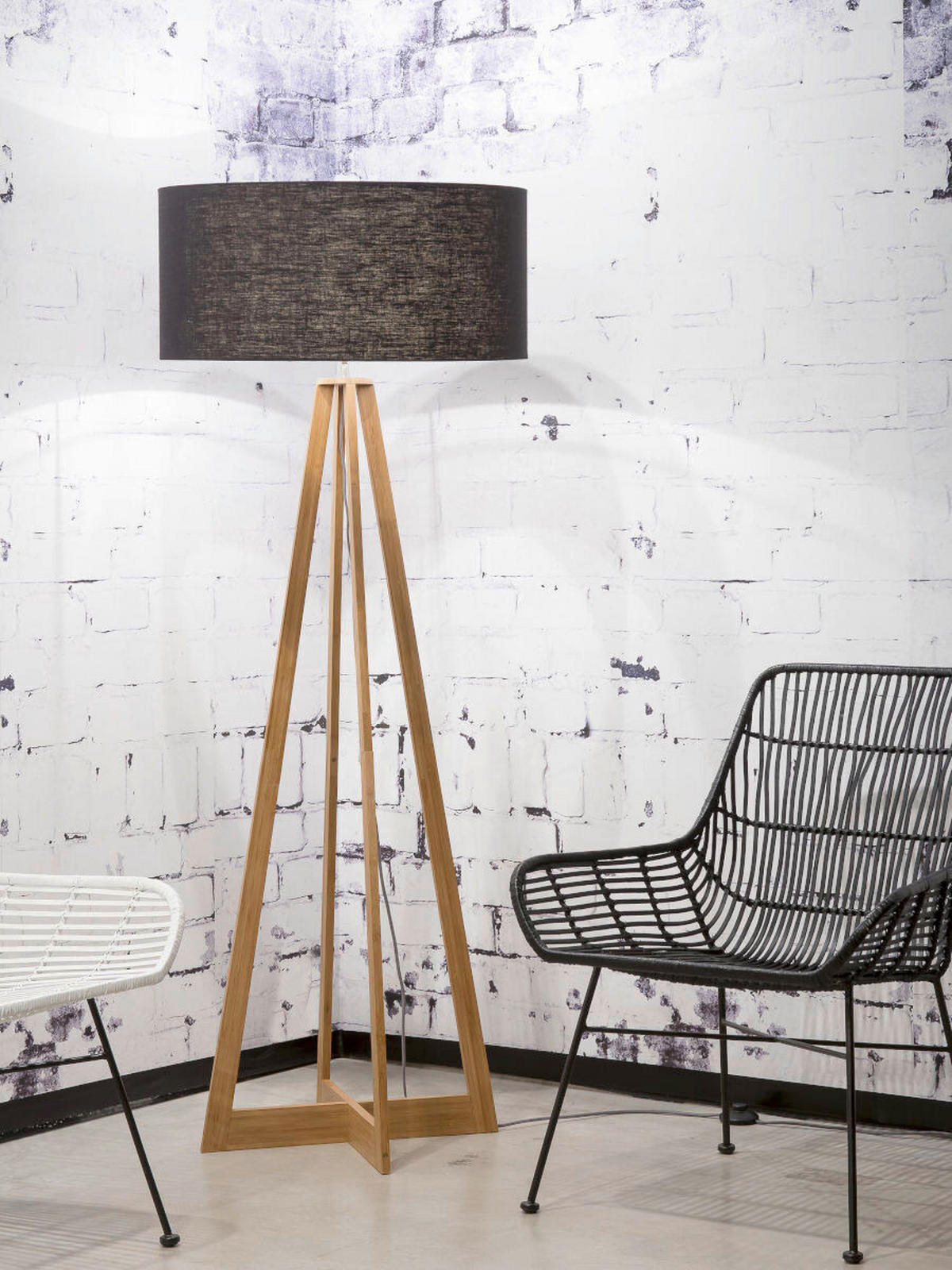 STOJACÍ LAMPA, 60/158 cm  - černá/přírodní barvy, Trend (60/158cm) - Good & Mojo