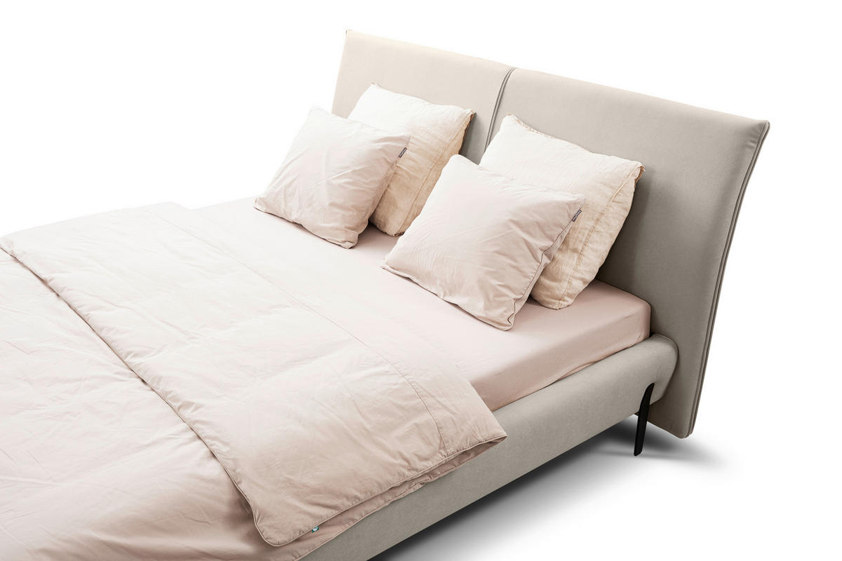 POLSTERBETT Lattenrost Creme 180/200 cm  - Creme/Schwarz, MODERN, Holz/Textil (180/200cm) - MID.YOU