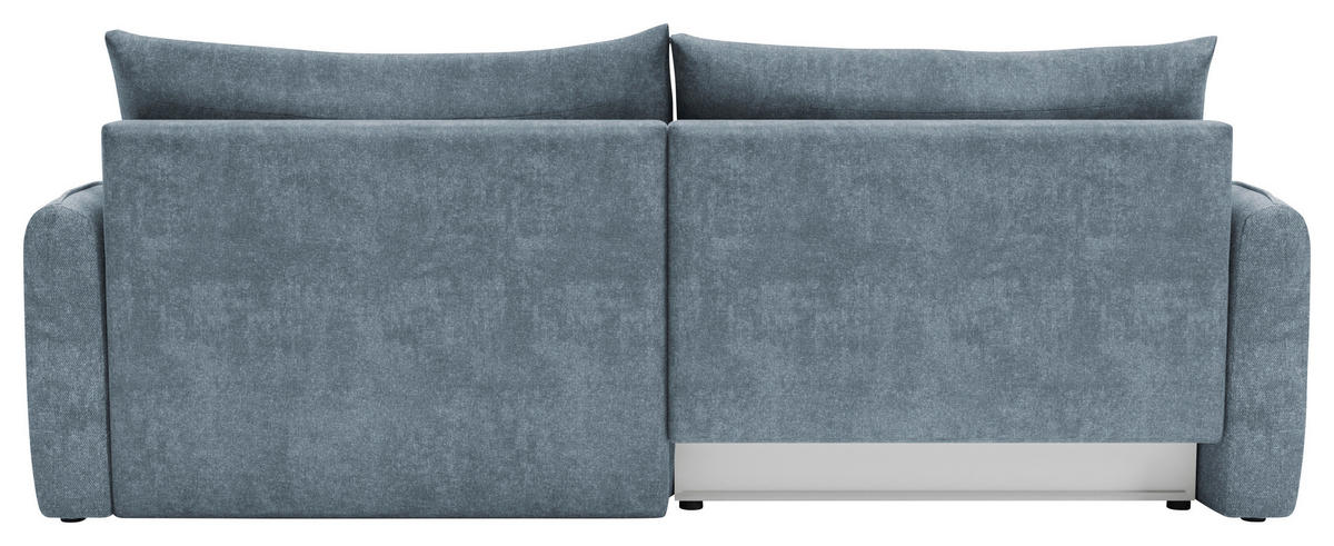 ECKSOFA Blau Struktur Rückenkissen, Bettkasten, Schlaffunktion, Rücken echt, Liegefläche im Originalstoff  - Blau/Schwarz, KONVENTIONELL, Kunststoff/Textil (266/148cm) - Milino