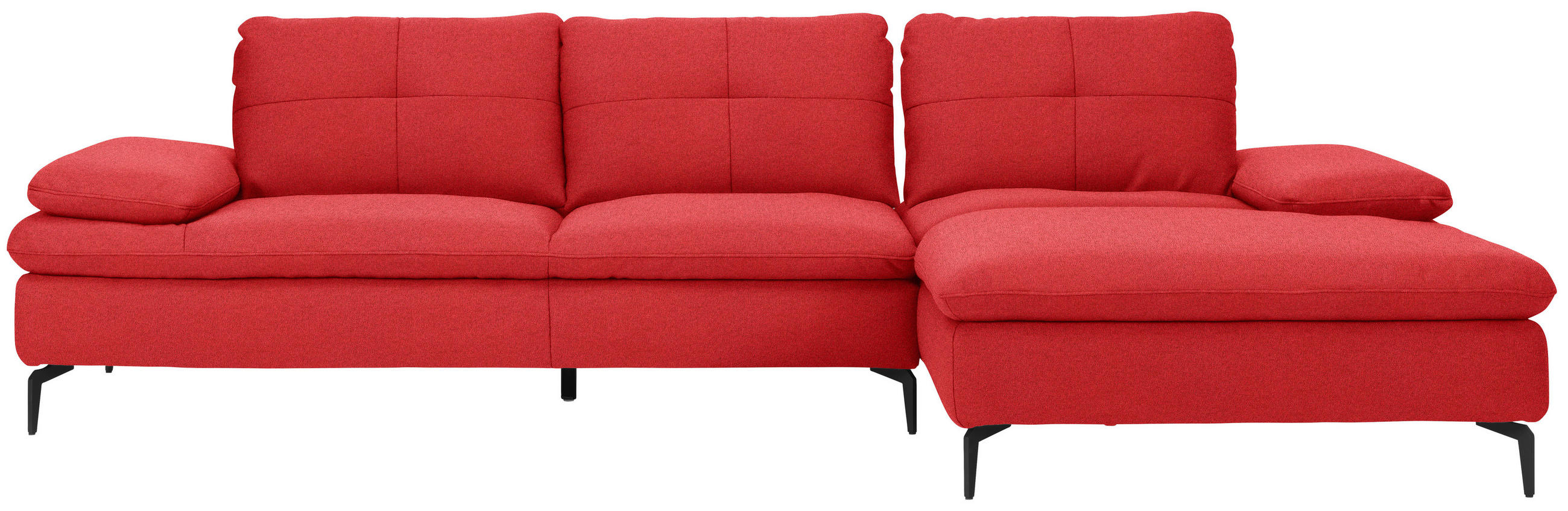 ECKSOFA in Webstoff Hellrot  - Hellrot/Schwarz, Design, Textil/Metall (301/179cm) - Chilliano
