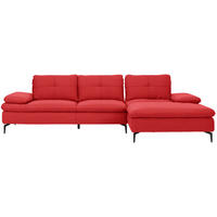 ECKSOFA in Webstoff Hellrot  - Hellrot/Schwarz, Design, Textil/Metall (301/179cm) - Chilliano