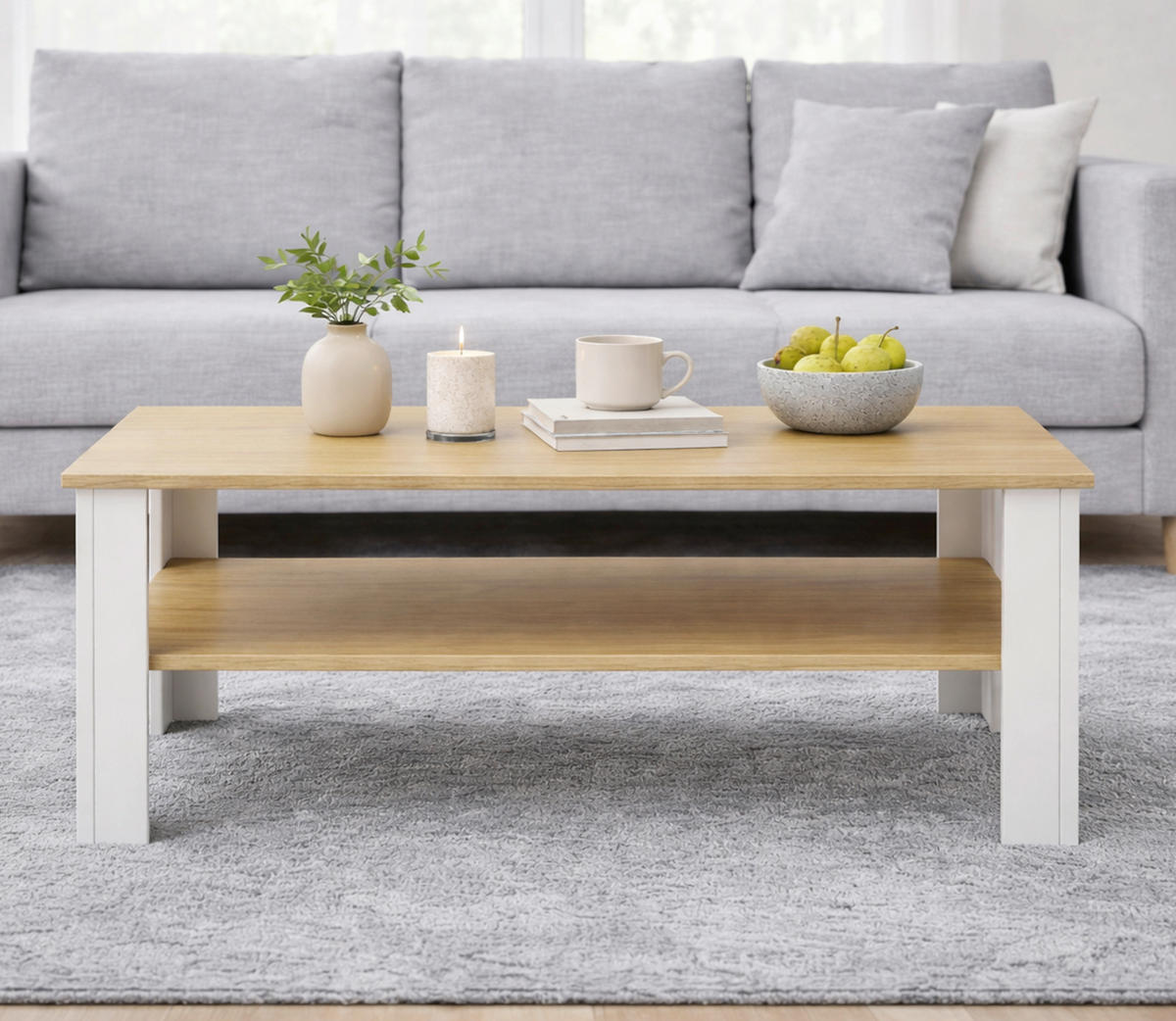 KONFERENČNÍ STOLEK, bílá, medový dub, kompozitní dřevo, 100/55/44 cm - bílá/medový dub, Design, kompozitní dřevo (100/55/44cm) - Livetastic
